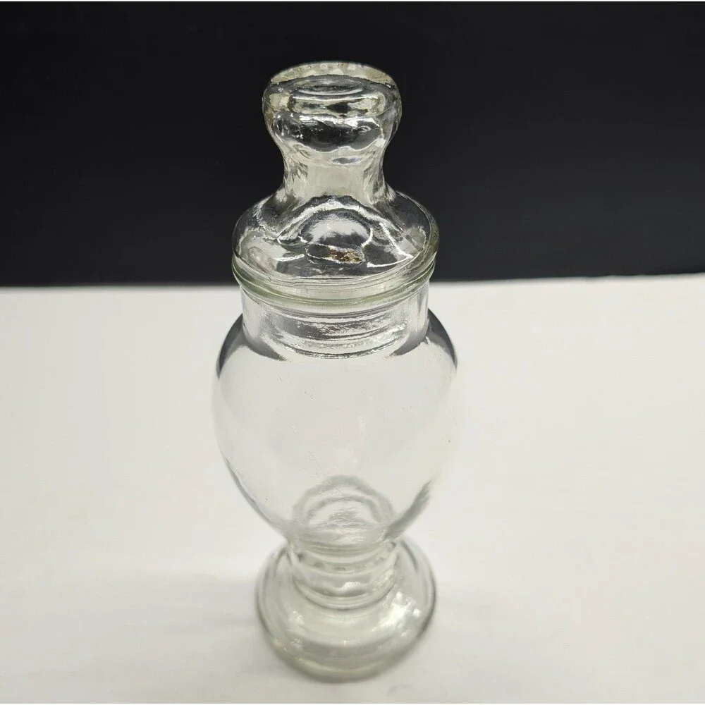 ​Vintage Clear Glass Pedestal Apothecary Jar Lidded Candy Dish Urn